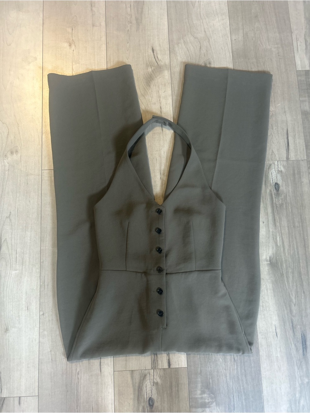 Wilfred Olive Green Halter Button-Front Jumpsuit size 4